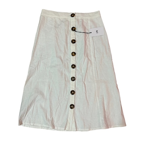 LPA NWT Button Up White Midi Skirt Size M - Picture 1 of 5